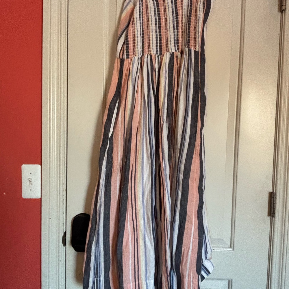 FREE PEOPLE Striped Maxi Dress with Button Detail. 100% Cotton. Size Medium - Picture 2 of 7